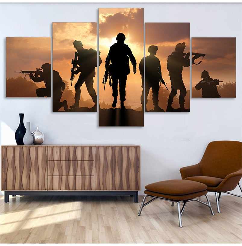 Patriotic US Army Sunset Canvas Art