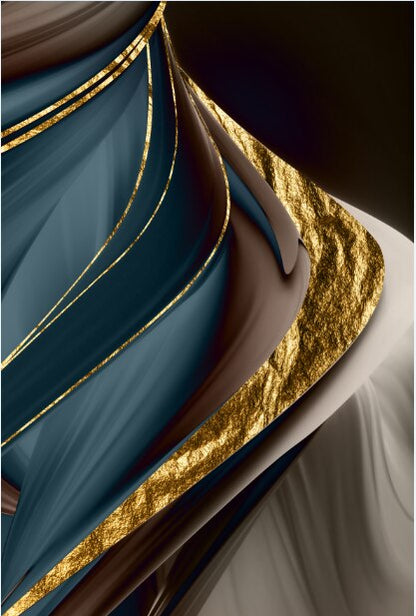 Ribbon Abstract Gold Foil Canvas Art