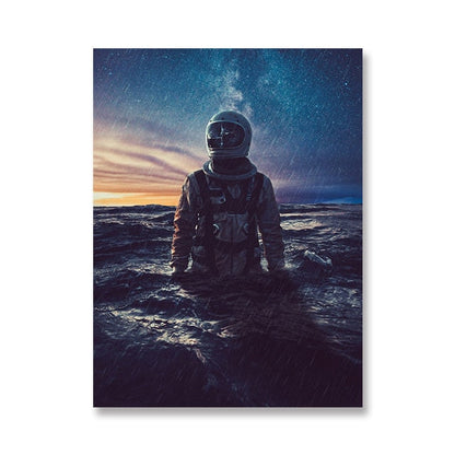 Astronaut In Space Looking Down On The Earth Canvas Art