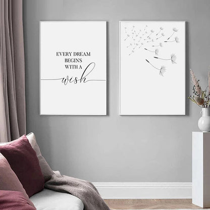 Minimalist Dandelion Wall Art Canvas