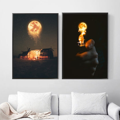 Moon and Night Canvas Art