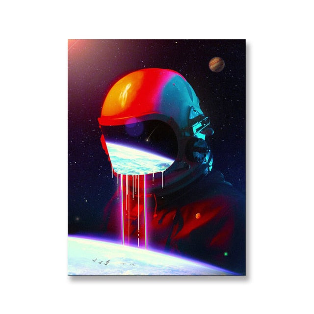 Astronaut In Space Looking Down On The Earth Canvas Art