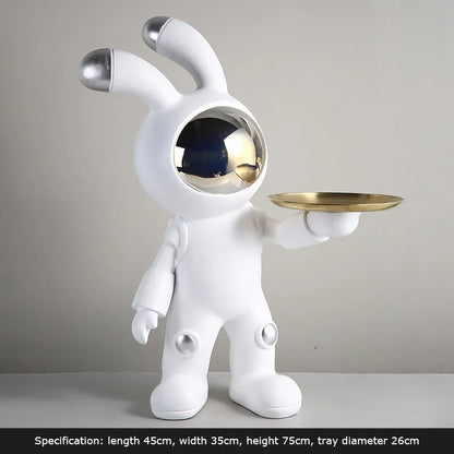 Space Rabbit Bunny Floor Landing Ornament with Tray