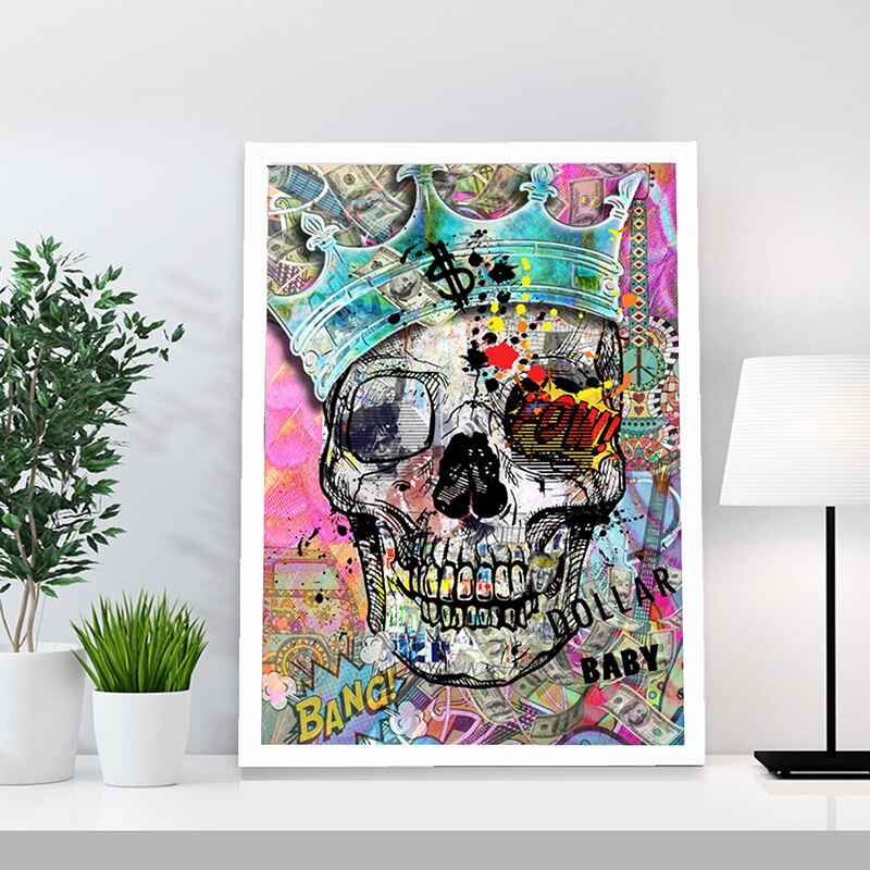 Pop Art Skull Graffiti Canvas Art