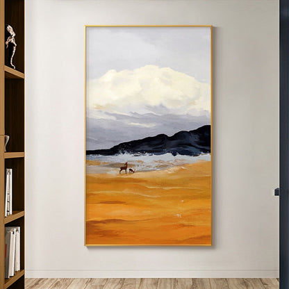 Sunset Landscape Elephant Painting Canvas Art