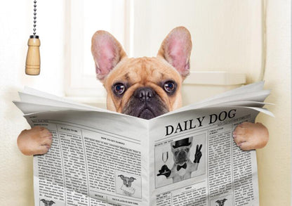 Dog Reading Newspaper Canvas Art