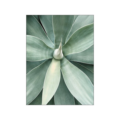 White Tulip Green Aloe Plant Canvas Art