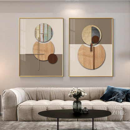 Abstract Gray Gold Geometric Canvas Art