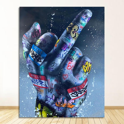 Middle Finger Gesture Graffiti Art Canvas