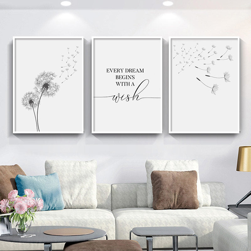 Minimalist Dandelion Wall Art Canvas