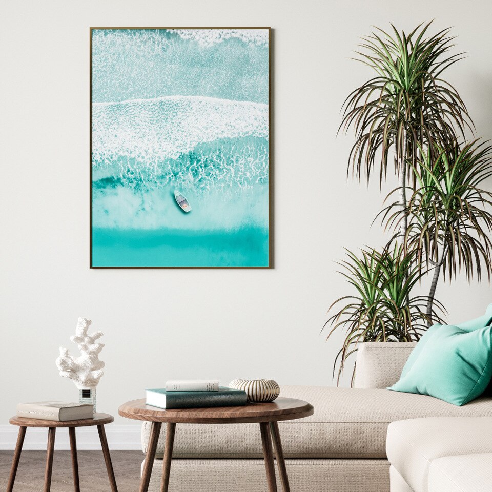 Blue Tropical Seaside Beach Canvas Art