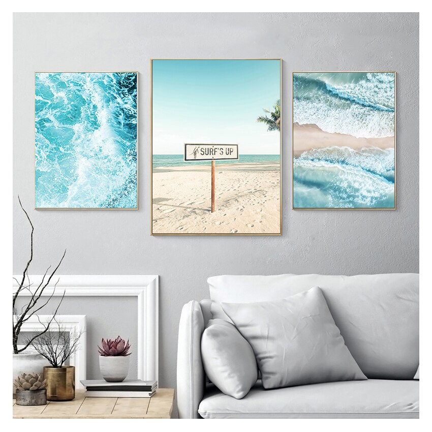 Sea Beach Bus Palm Tree Canvas Art