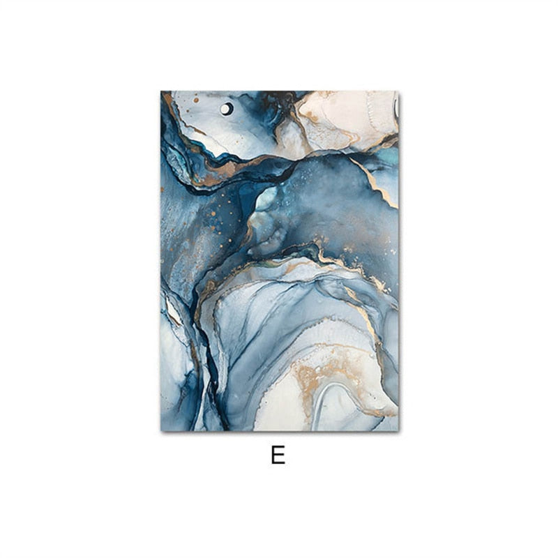 Blue Abstract Lake Canvas Art