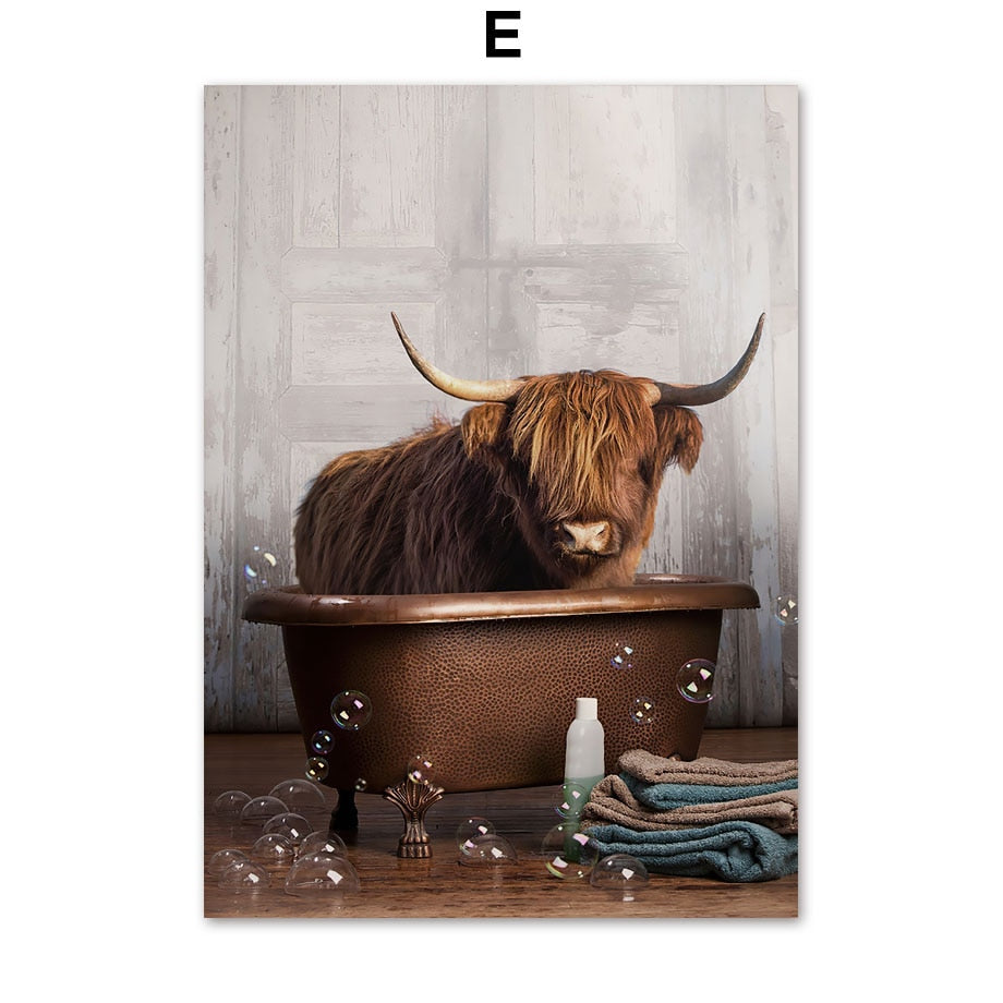 Animals in the Bathtub Canvas Art