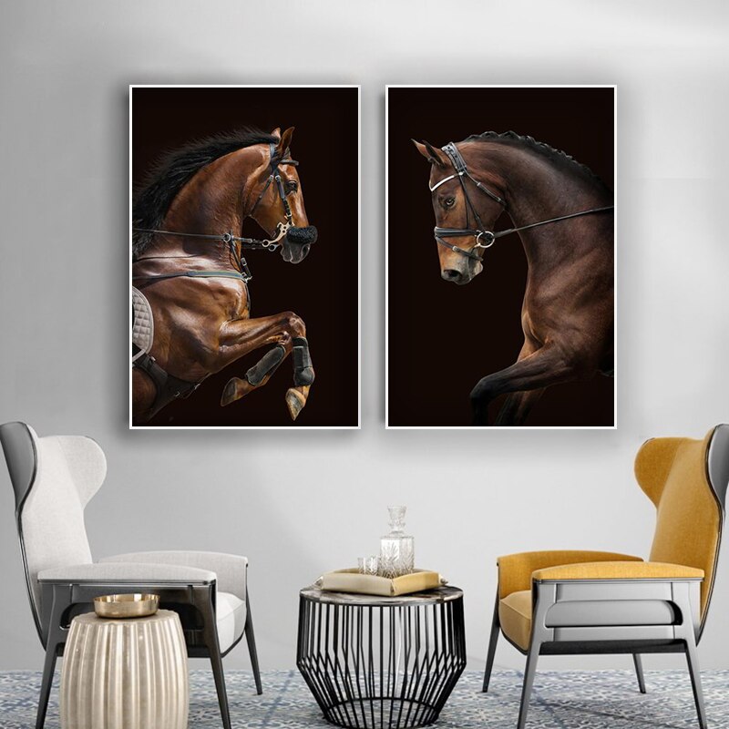 Running Brown Horse Canvas Art