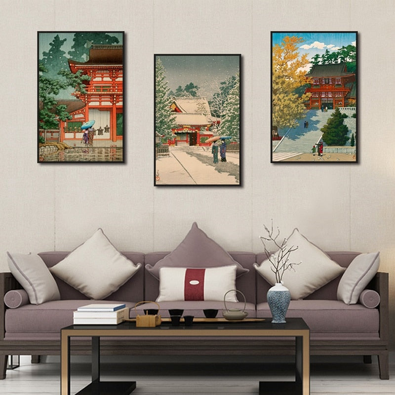 Chinese Temple Winter Canvas Art