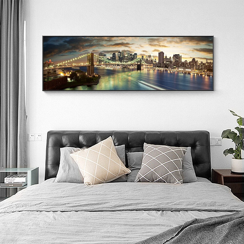 Brooklyn Bridge Night Landscape Canvas Art