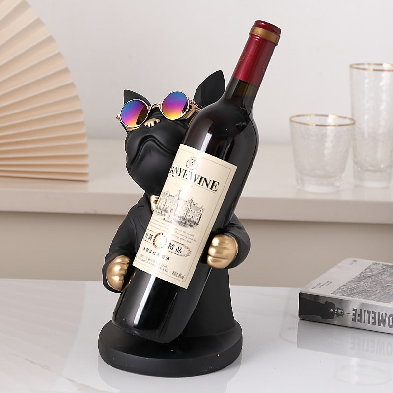 Bulldog Wine Holder Statue