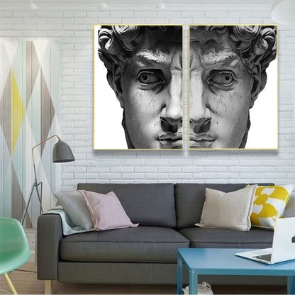 Black and White David Head Wall Art Canvas