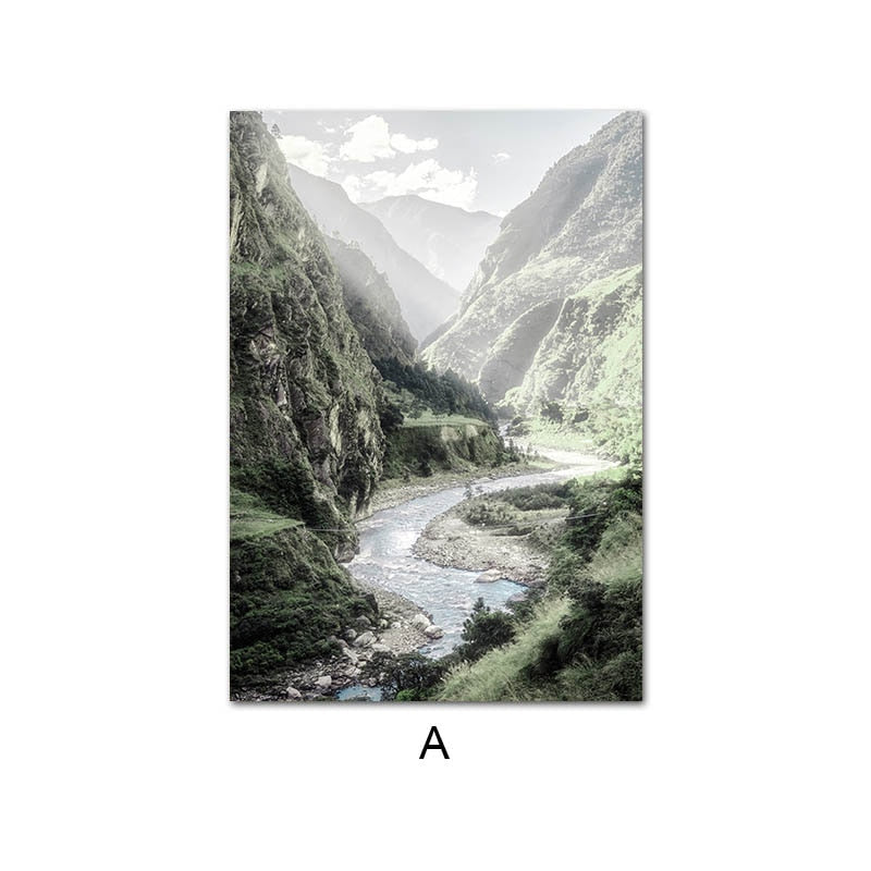 Scandinavian Black White Nature Landscape Canvas Art