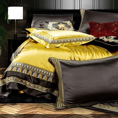 Yemaya Luxurious Silk Jacquard Duvet Cover Bedding Set