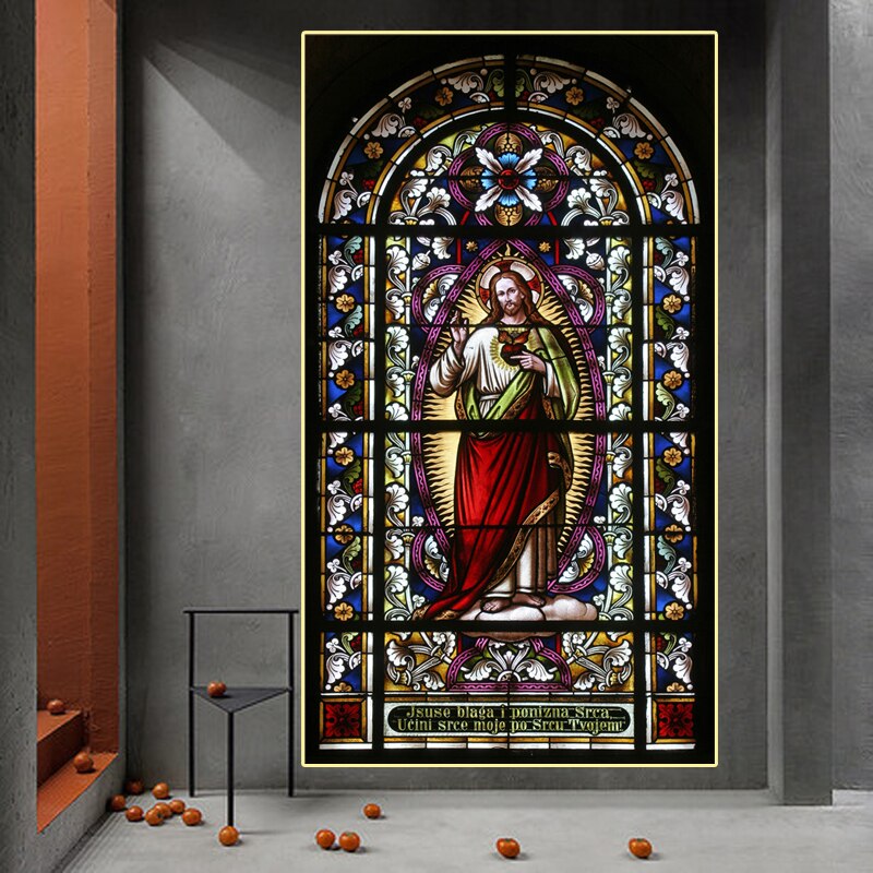 Jesus Christ Mosaic Church Glass Window Canvas Art