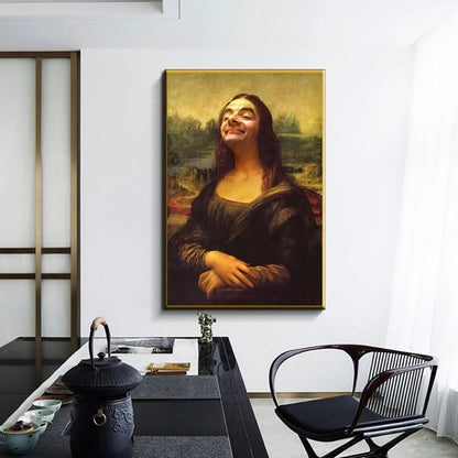 Funny Mona Lisa Mr Bean Portrait Canvas Art