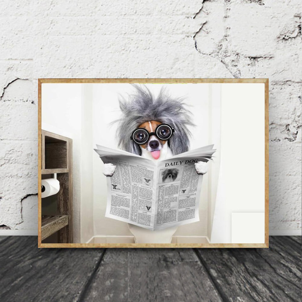 Dog Reading Newspaper Canvas Art