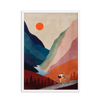 Bicycle Cycling Ascend a Mountain Canvas Art