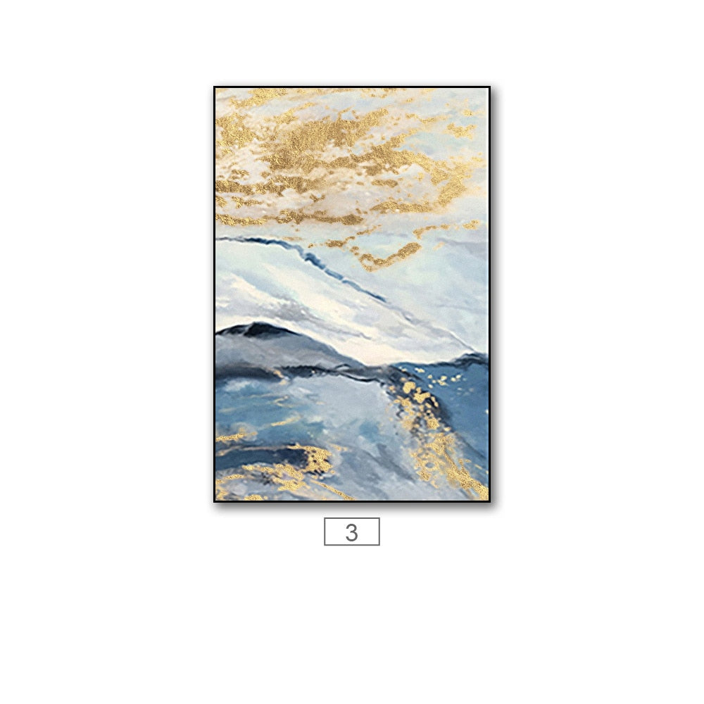 Luxurious Blue and White Marble Canvas Art