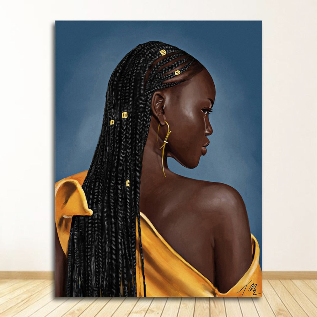 African Art Black Woman Portrait Canvas