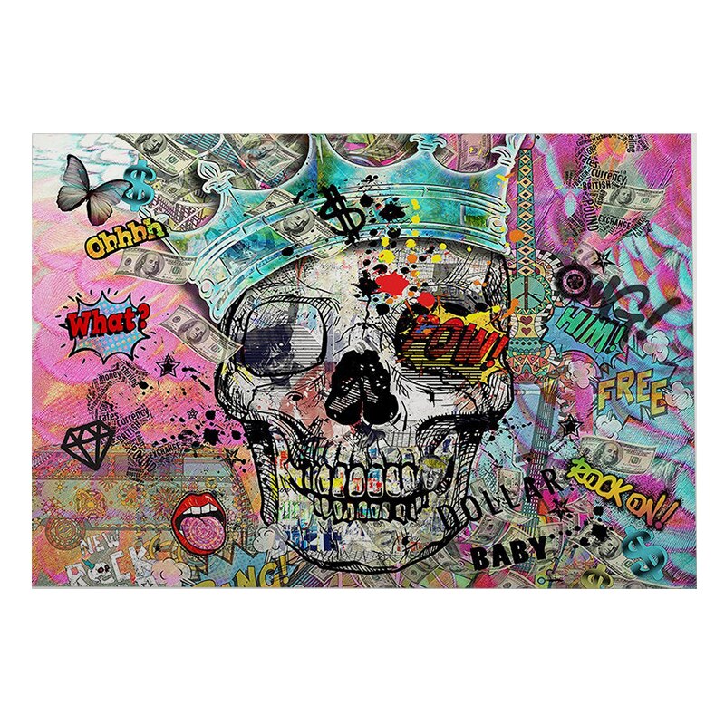 Pop Art Skull Graffiti Canvas Art