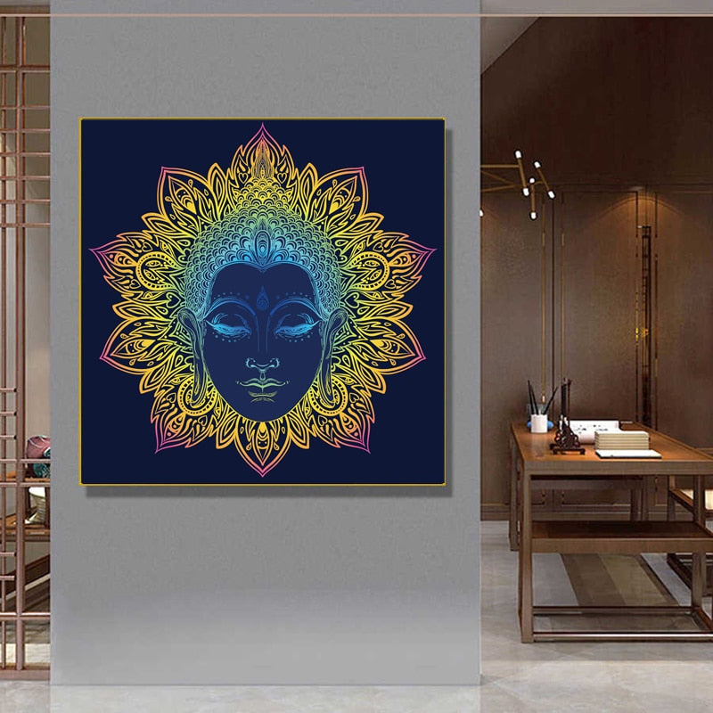 Mandala Buddha Face Canvas Art