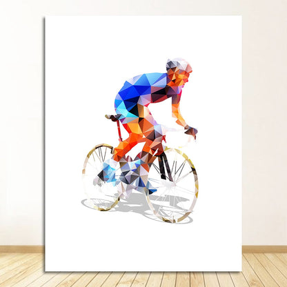 Cyclist Geometrical Polygonal Canvas Art