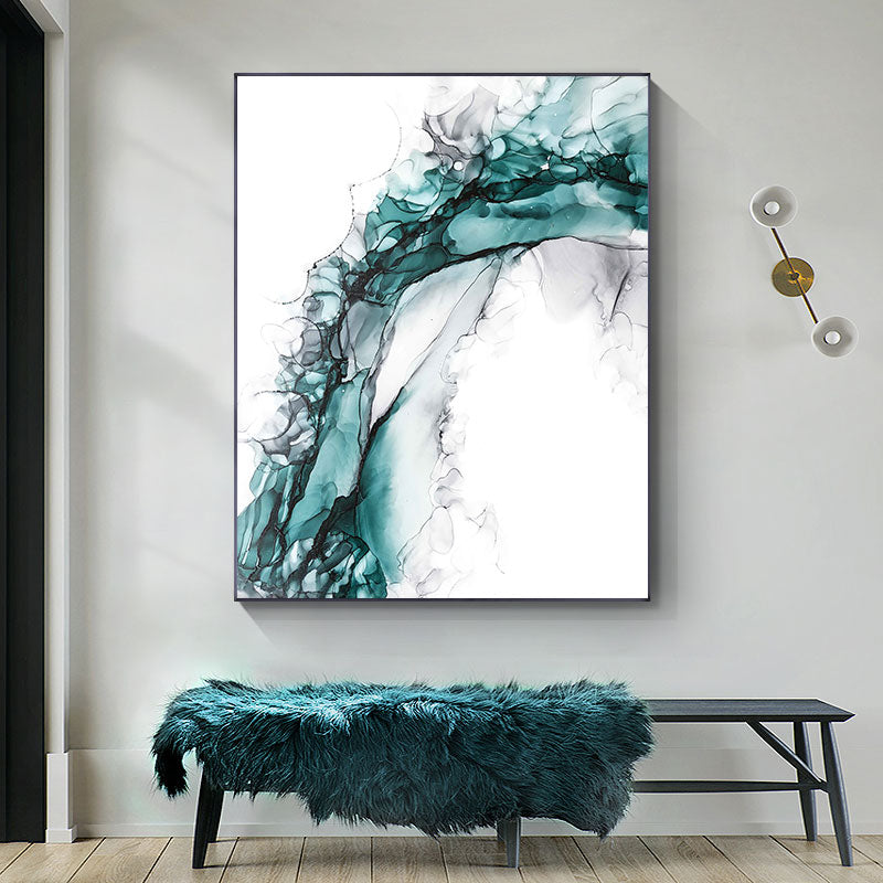 Abstract Blue Marble Canvas Art