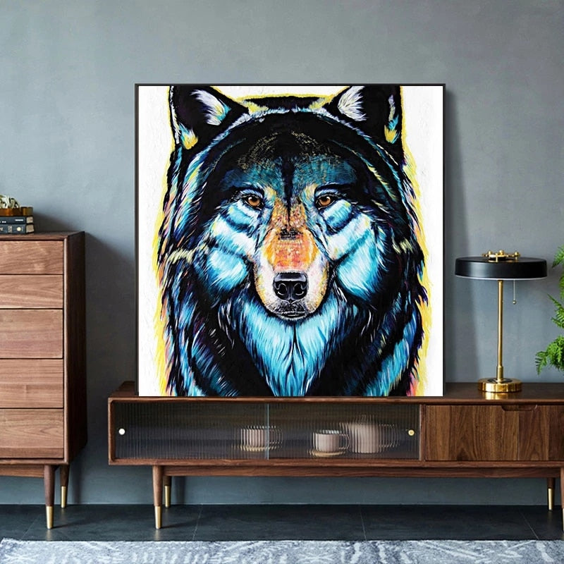 Colorful Wolf Cute Pug Canvas Art