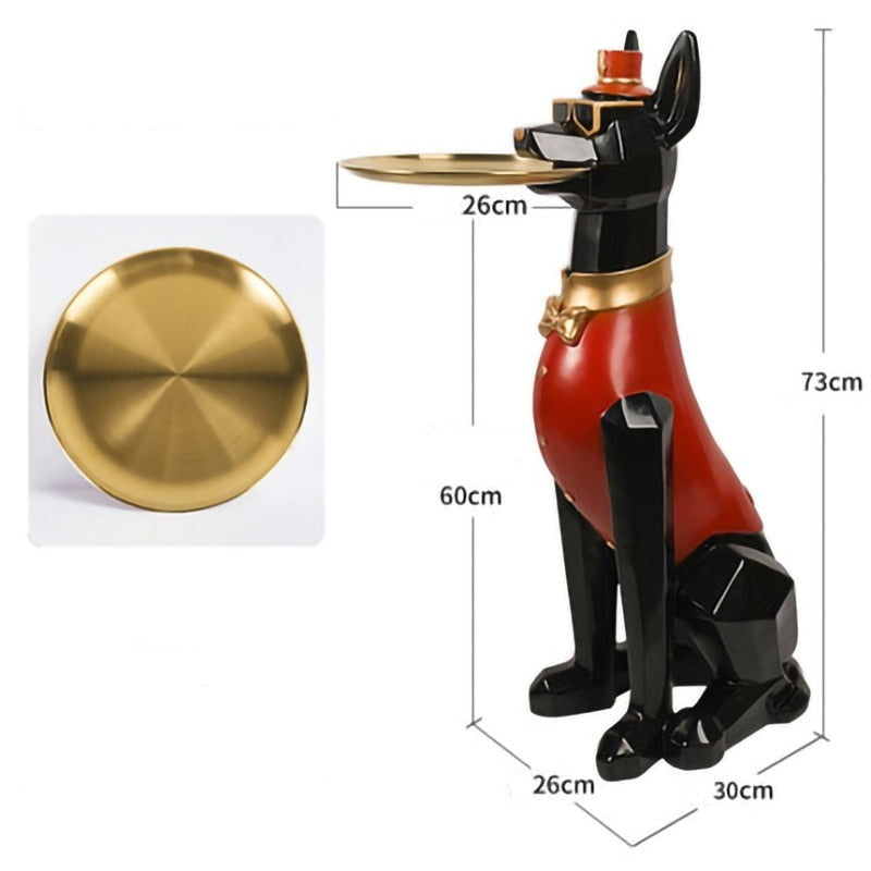 Dog Hotel Servant Parlor Statue with Tray