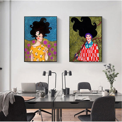 Big Hair Girl Canvas Art