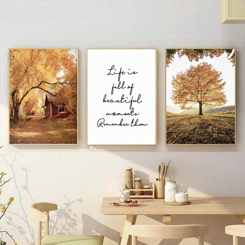 Autumn Forest Wooden House Canvas Art