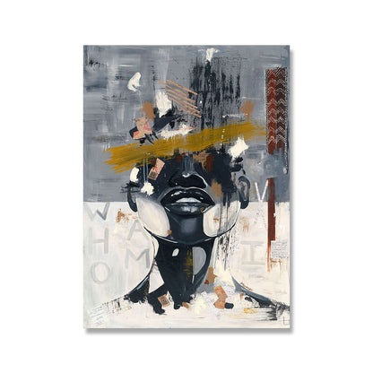 Abstract Silver Woman Head Canvas Art