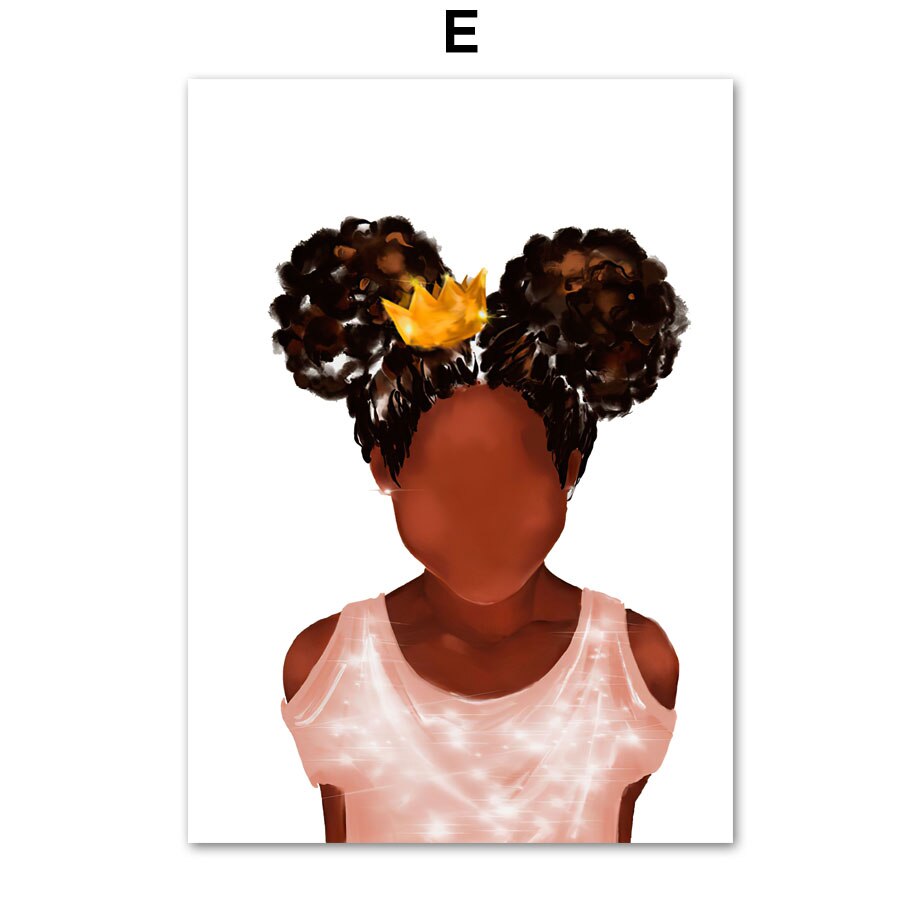 Black Girl and Boy Crown Canvas Art