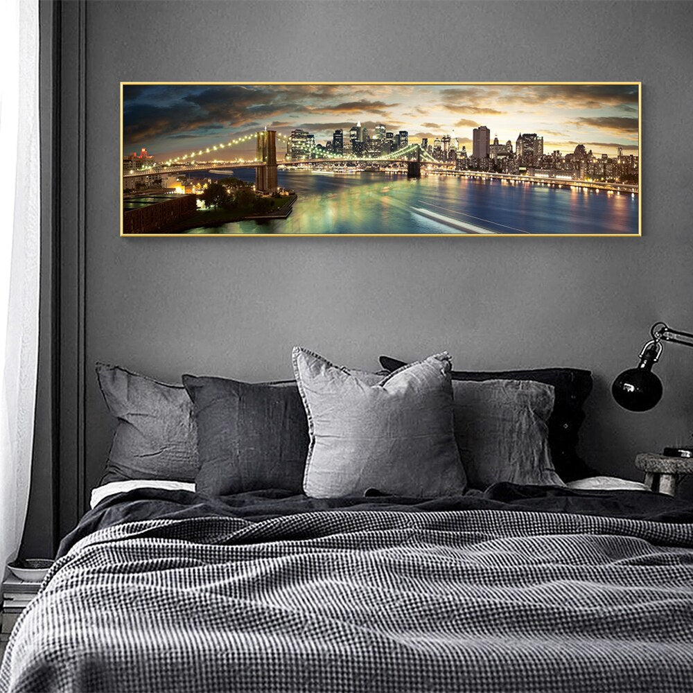 Brooklyn Bridge Night Landscape Canvas Art