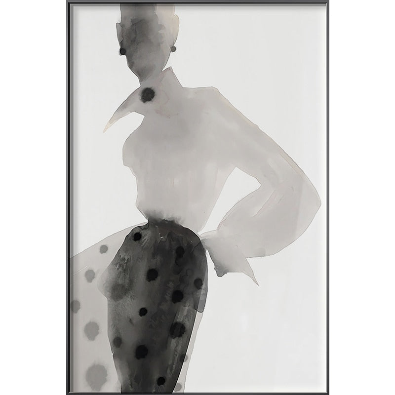 Modern Ink Girl Graceful Posture Canvas Art