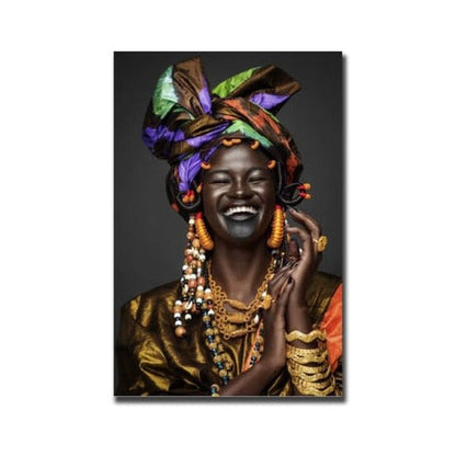 African Woman with Traditional Wear Canvas Art