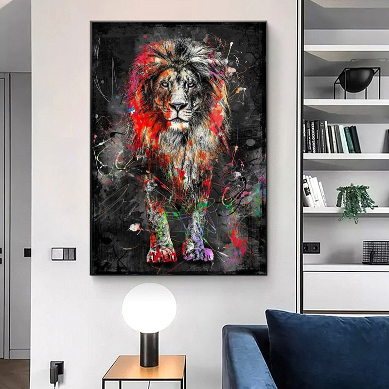 Colorful Lion Wall Art Canvas