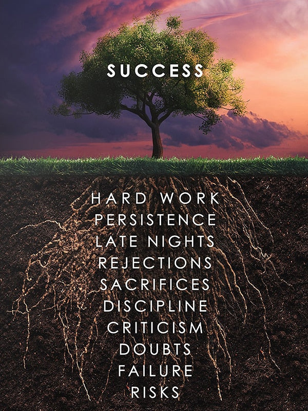 Success Inspirational Words Tree Canvas Art