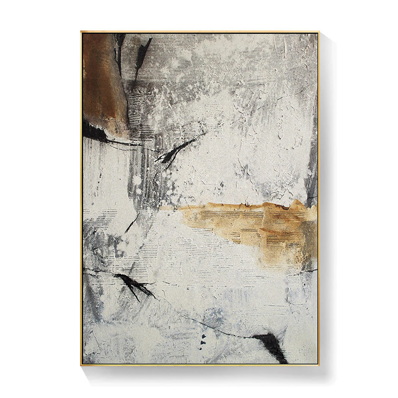 Gray Marble Abstract Gold Line Canvas Art