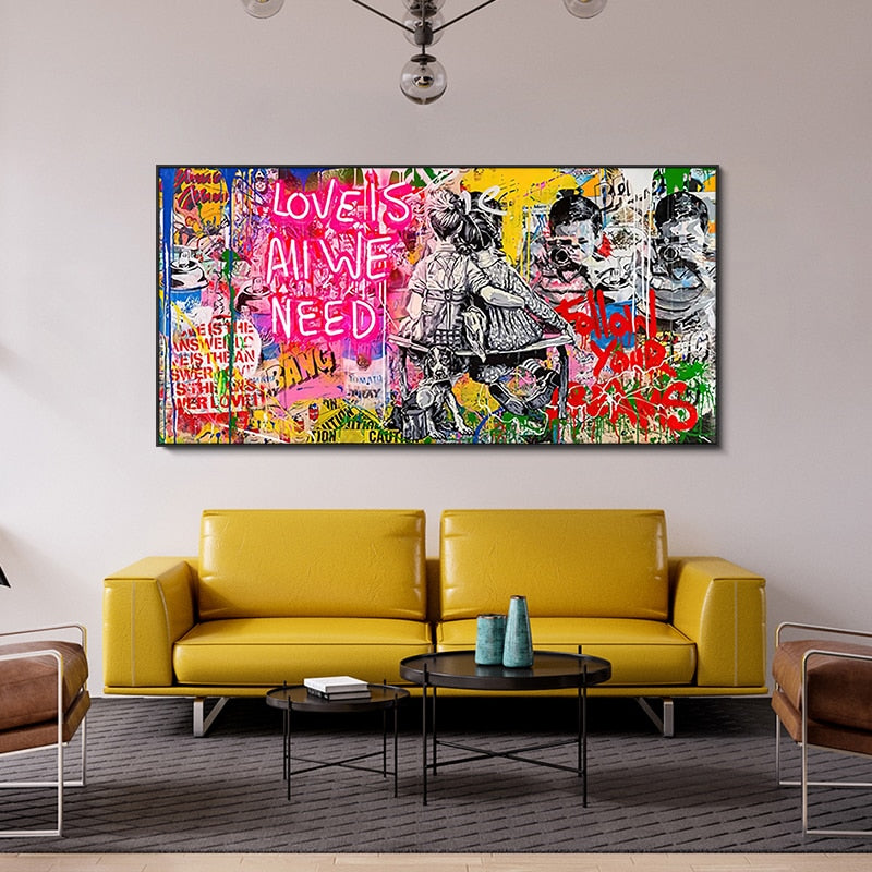 Love Is All We Need Graffiti Canvas Art