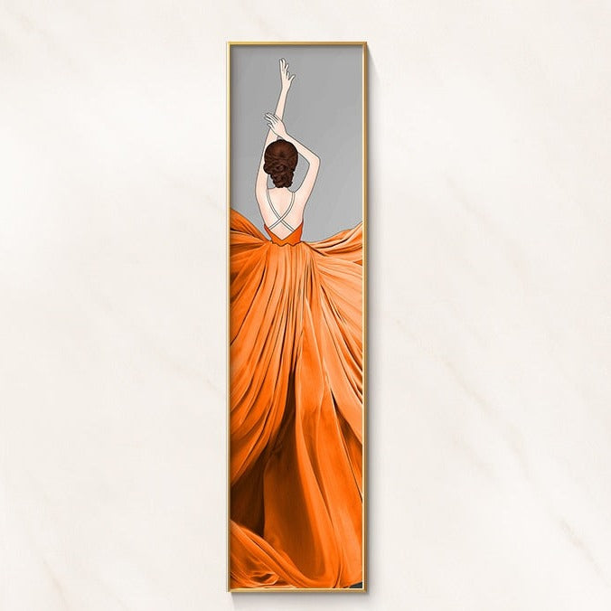 Orange Dress Fashion Woman Canvas Art