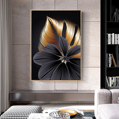 Black Golden Plant Leaf Canvas Art